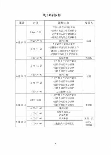 残康协发〔2026〕43号 发文原文第6页：附件线下培训日程与授课人