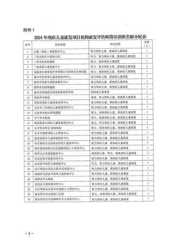 琼残办〔2024〕53号 发文原文第4页:附件:名额分配表
